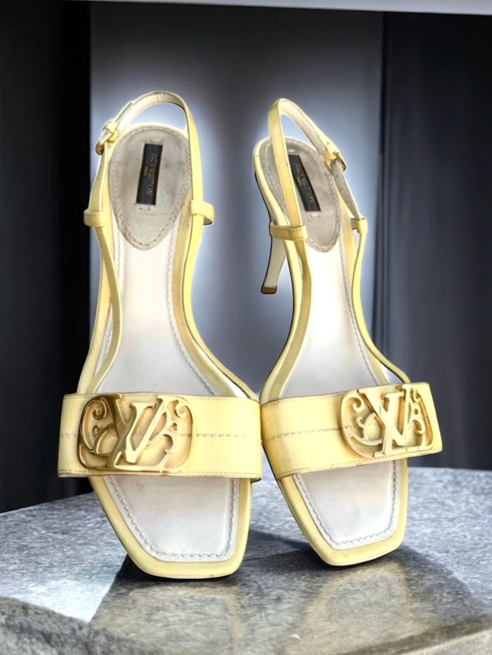 Louis Vuitton Vintage Sandals Patent Front Logo